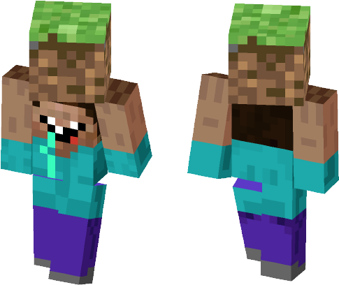 Noob Holding A Dirt Block - Minecraft (584x497), Png Download