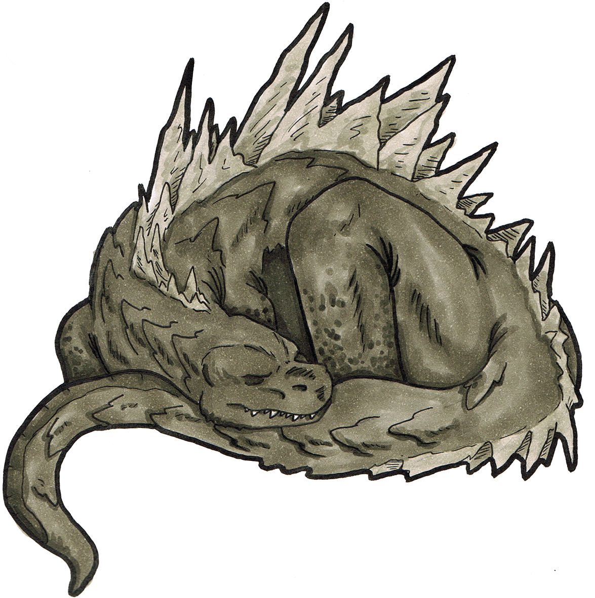 Sleeping Godzilla Stickers - Sleeping Godzilla (1200x1213), Png Download