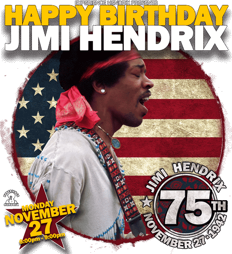 Happy 75th Birthday Jimi Hendrix - Jimi Hendrix 75th Birthday (750x830), Png Download