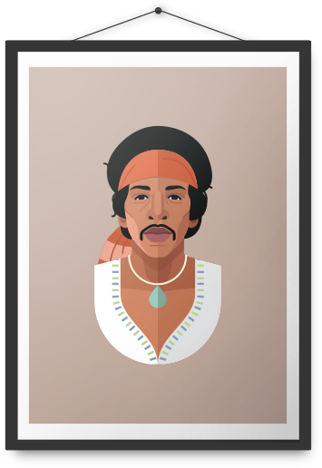 Jimi Hendrix Poster - Illustration (500x600), Png Download