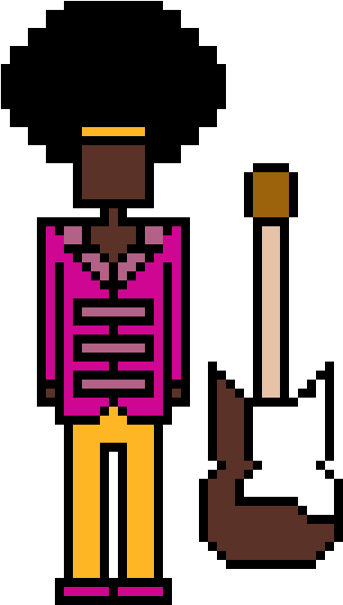 Jimi Hendrix - Pixel Art (670x740), Png Download