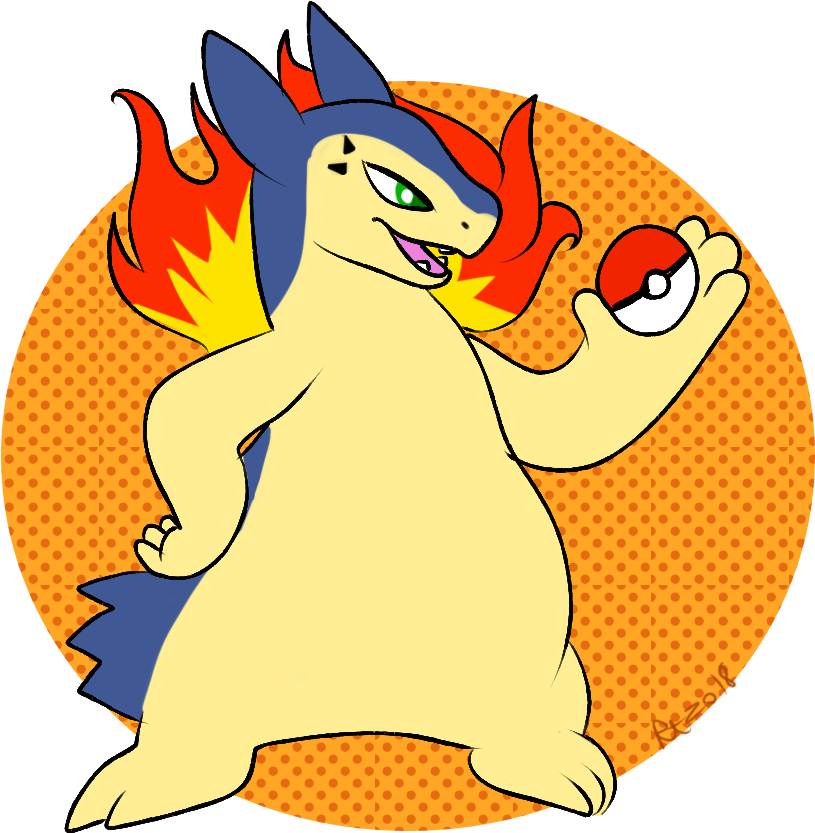 Typhlosion With A Ball- Sf - Cartoon (1000x1000), Png Download