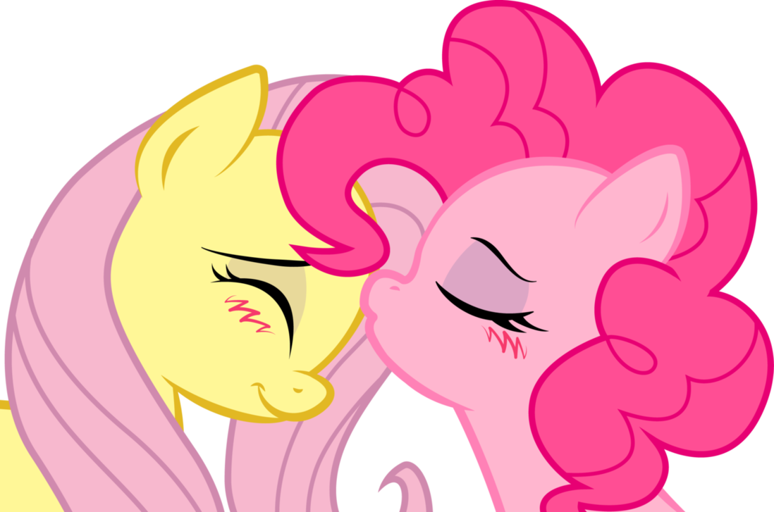 Fluttershy And Pinkie Pie - Pinkie Pie Kissing Fluttershy (1098x727), Png Download