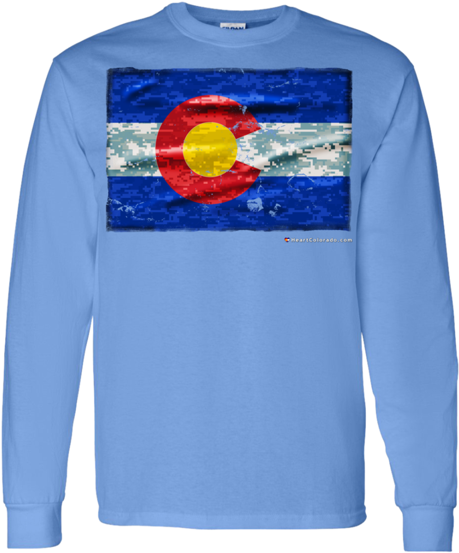 Digital Camo Colorado Flag Men's Long Sleeve Shirt-heart - Al03 - Iowa Hawkeyes Arch Logo Long Sleeve - X-large (480x480), Png Download