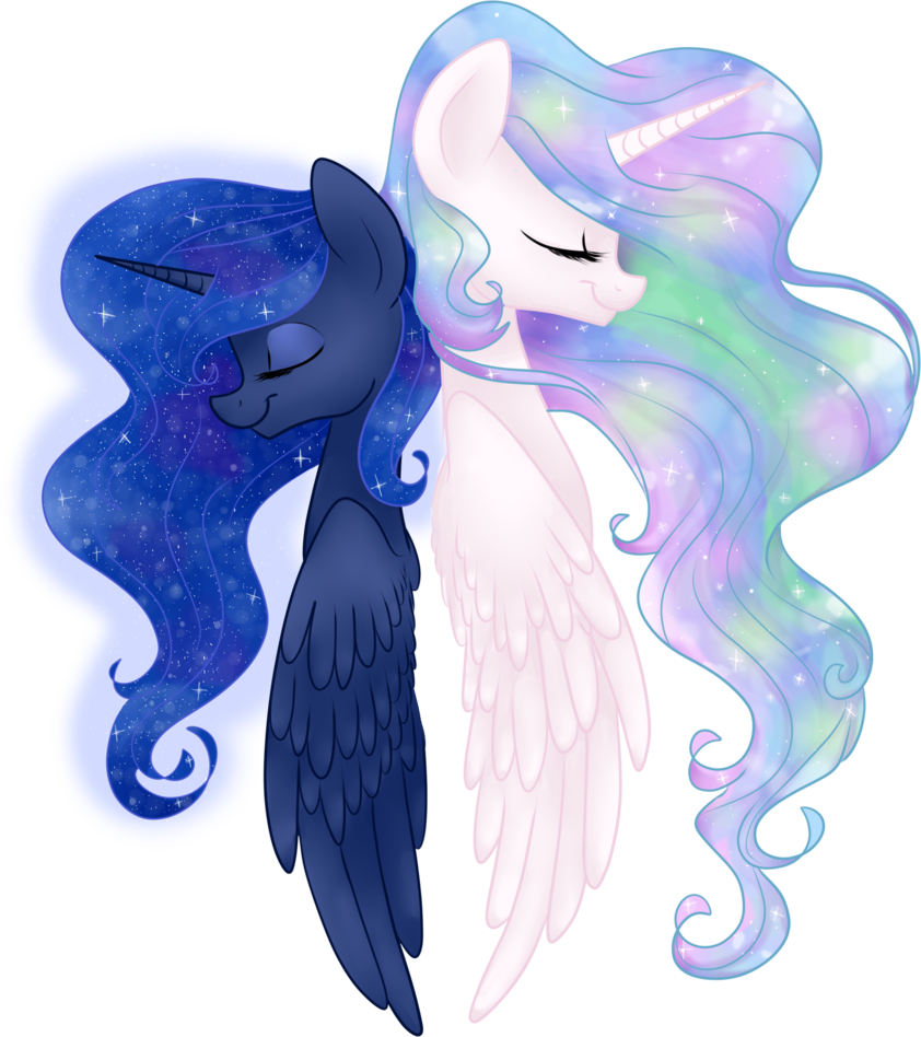 This Took So Looooong I Spent A Really Long Time On - My Little Pony Celestia And Luna Art (842x948), Png Download