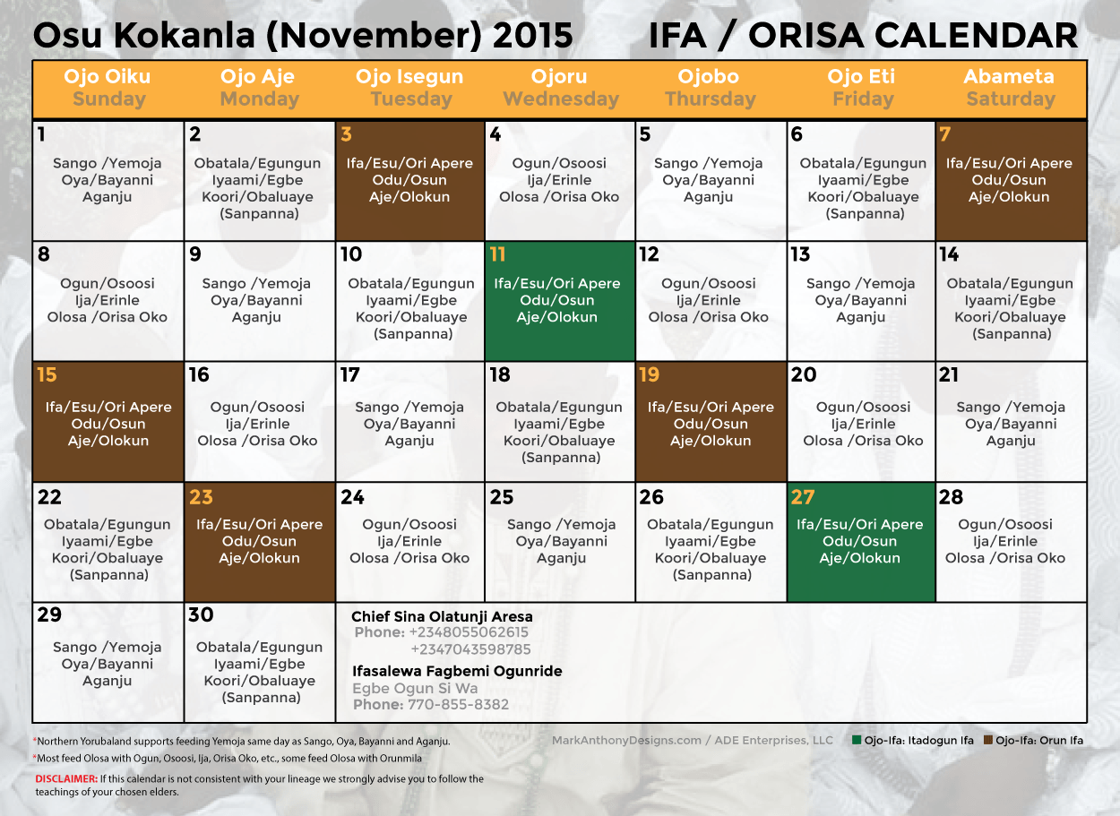 Ifa Orisa Calendar - Orisha (1250x911), Png Download