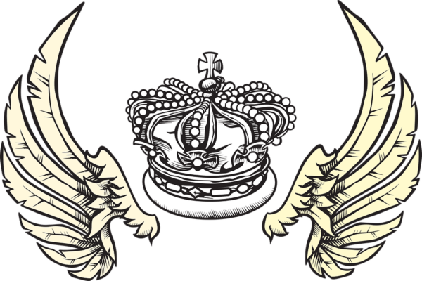 Diseño Para Tatuar De Alas De Ángel Con Corona De Reina - Tatuagem Coroa Com Asas (600x400), Png Download