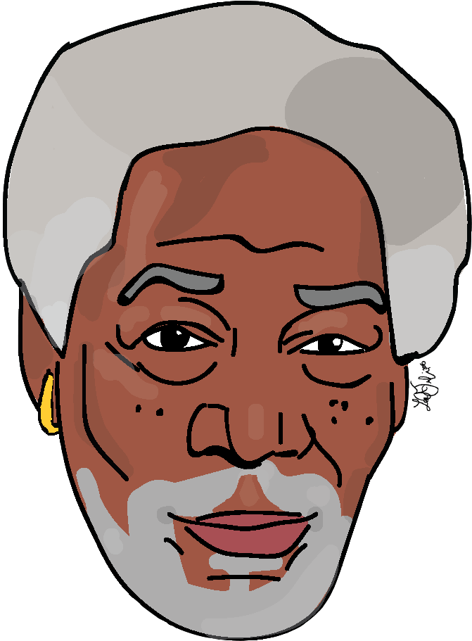 Morgan Freeman Transp - Cartoon (811x999), Png Download