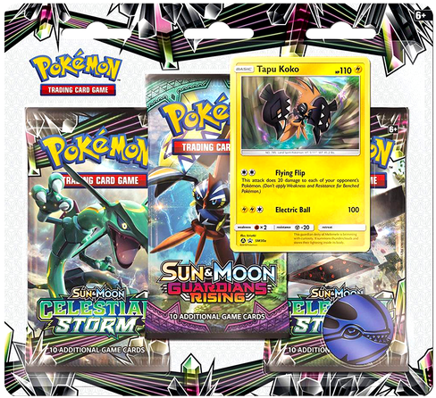 Blister 3pk Sm7 Tapu Koko Sm30a - Celestial Storm 3 Pack Blister (500x500), Png Download
