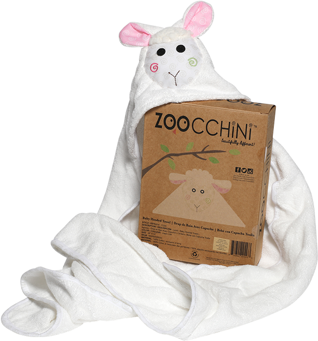 Lamb Zoocchini Hooded Bath Towel - Zoocchini Charlie The Crab Bath Mitt (800x800), Png Download