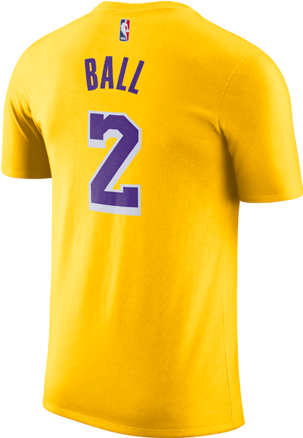 Los Angeles Lakers Lonzo Ball Icon Edition Player T-shirt - Atletico Madrid Away Kit 17 18 (500x667), Png Download