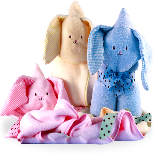 Hooded Bunny Baby Blanket Pink, Blue Or Yellow - Snuggle Bunny Baby Blanket Pals - Blue (500x500), Png Download