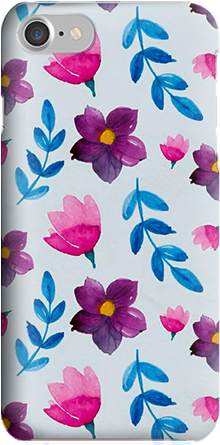 Funda Para Celular Watercolor Floral Pattern - Blue And Purple Floral Pattern (479x483), Png Download