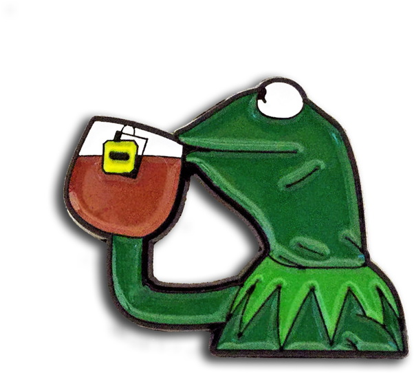 Image Of None Of My Business - Kermit Sipping Tea Pin (1000x1000), Png Download
