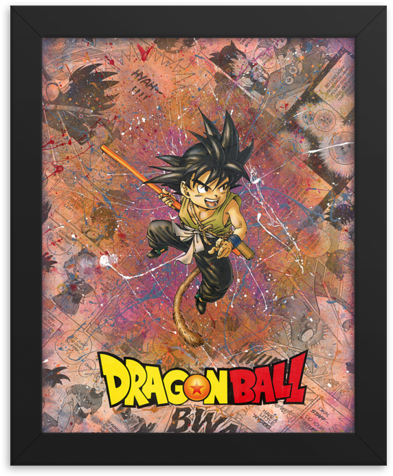 Kid Goku Dragonball Comic Canvas Framed Reproduction - Visual Arts (1000x1000), Png Download