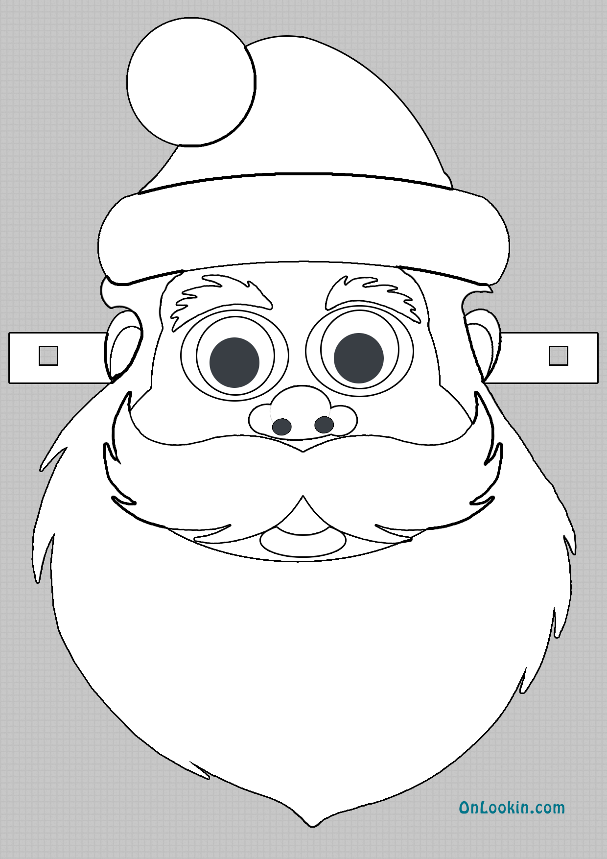 Santa Face Mask Cut Out To Print And Colour - Facial (1240x1754), Png Download