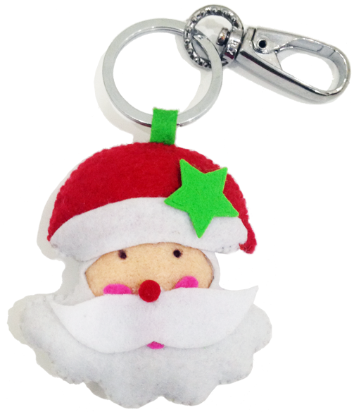 Santa Face Felt Keychain - Keychain (588x586), Png Download