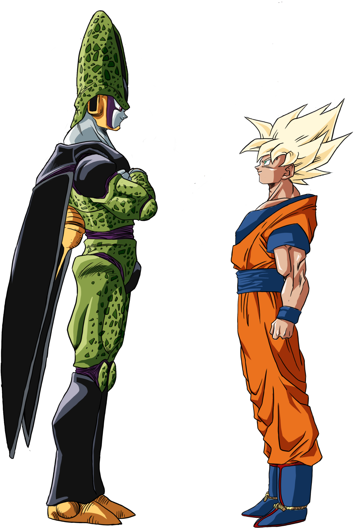 Goku Cell Color By Ruokdbz98 - Goku Vs Cell Manga Color (1280x1872), Png Download