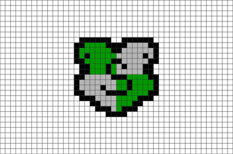 Very Best Hogwarts Slytherin House Crest Pixel Art - Pixel Art Harry Potter (480x317), Png Download