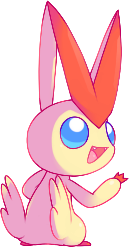 Atsui, A Victini Which Is A Legendary Pokemon, Has - Cartoon (424x800), Png Download