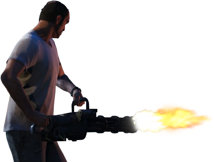 Jakzx1t - Person Holding A Minigun (775x576), Png Download