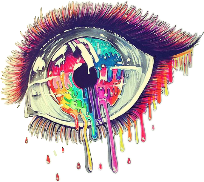 Ojo Lagrima Colores Triste Mirada Ojos - Drawing (684x609), Png Download