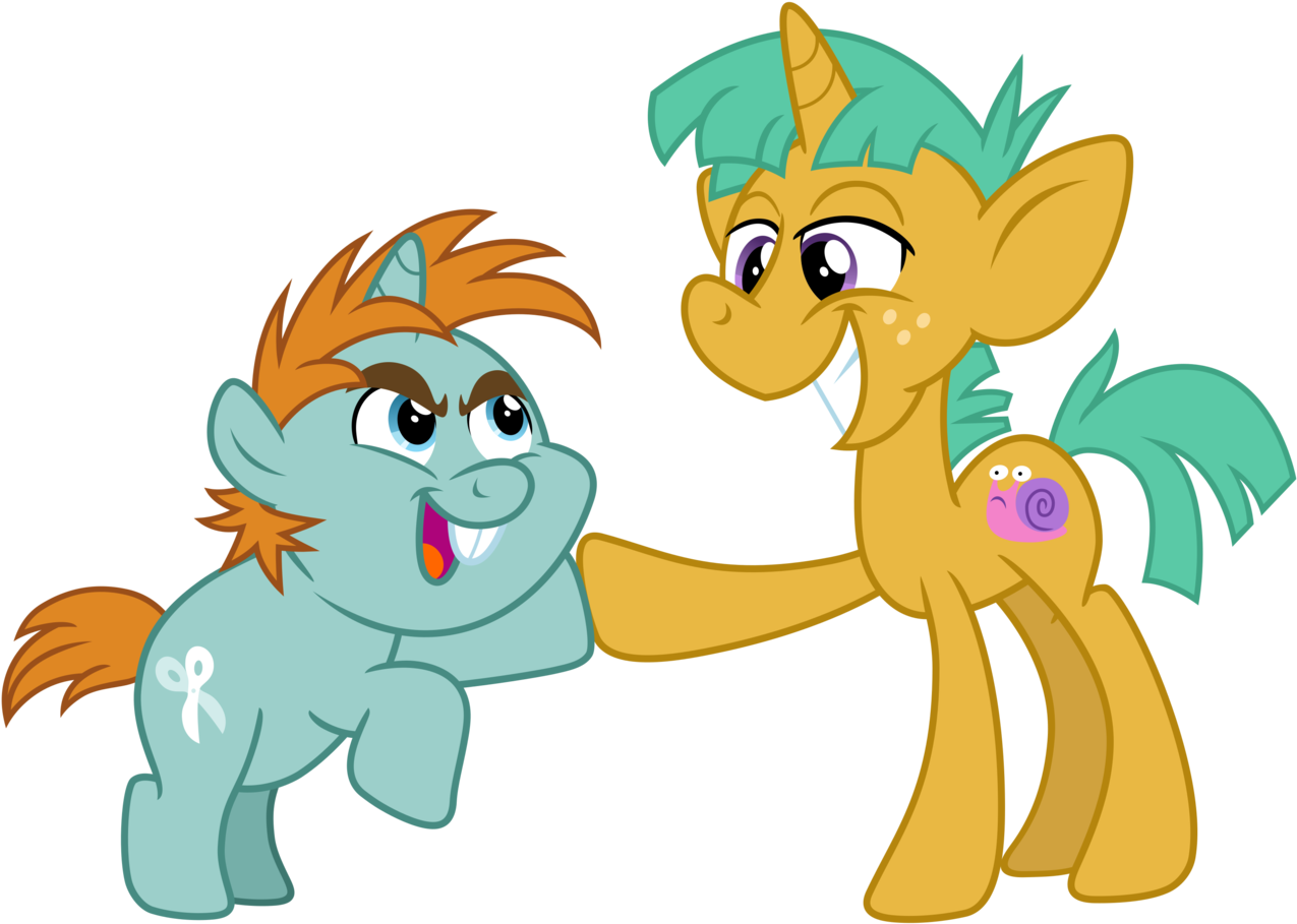 Cheezedoodle96, Buck Teeth, Colt, Duo, Foal, Hoofbump, - Sunset Shimmer (1280x1000), Png Download