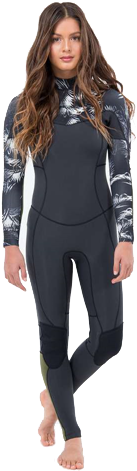 Billabong 4/3mm Salty Dayz Chest Zip Sealed Fullsuit - Billabong 302 Salty Dayz Full Suit - Black Sand (333x500), Png Download