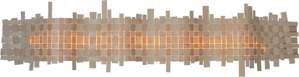 Design Wall Lamp With Woven Pattern In Maple Wood - Design Lamp Pattern (1200x312), Png Download