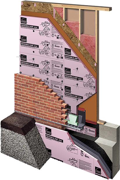 Wood Stud Wall Masonry Veneer Xps Ci With Fluid Or - Wall (636x636), Png Download