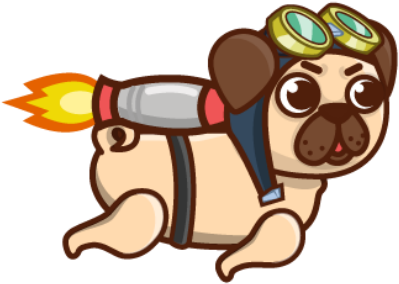 Jetpack Pug (600x500), Png Download