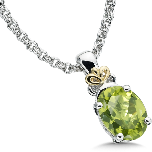 Peridot Pendant In 18k Gold & Sterling Silver - Peridot Jewelry Png (600x600), Png Download