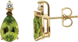 Genuine Peridot & Diamond Earrings (400x400), Png Download