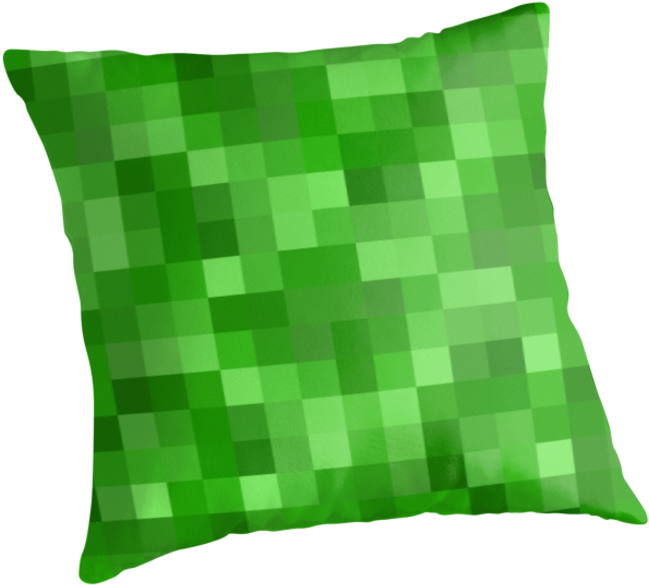 Minecraft Themed Kids Room Green Pixel Pillow - Pillow (875x875), Png Download