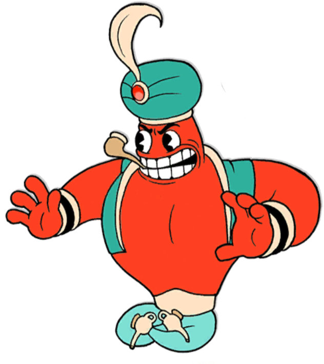Mr - Genie - Cuphead Boss Names Genie (677x715), Png Download