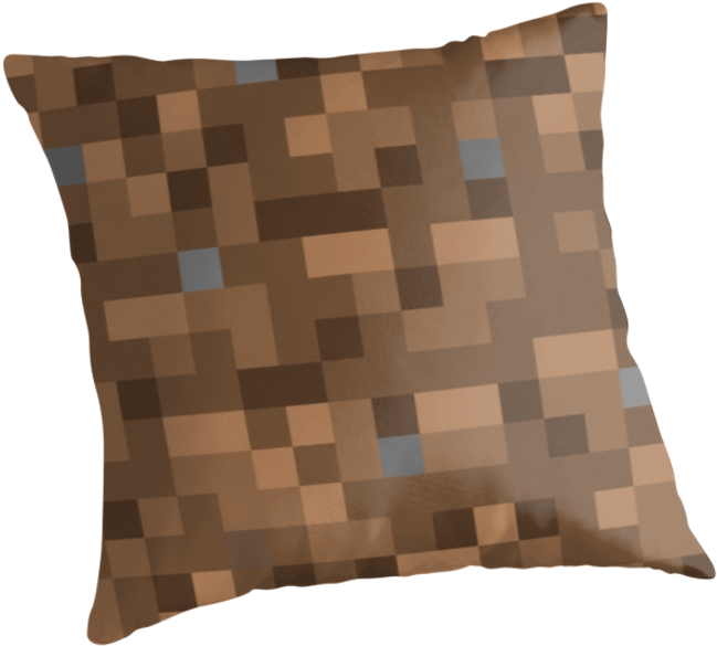 Minecraft Themed Kids Room Brown Pixel Pillow - Cushion (875x875), Png Download