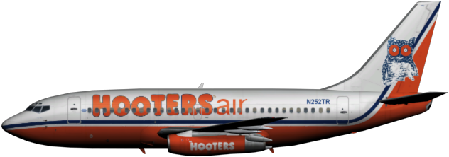 Hooters Air 737-200 - Hooters Air 737 (640x245), Png Download
