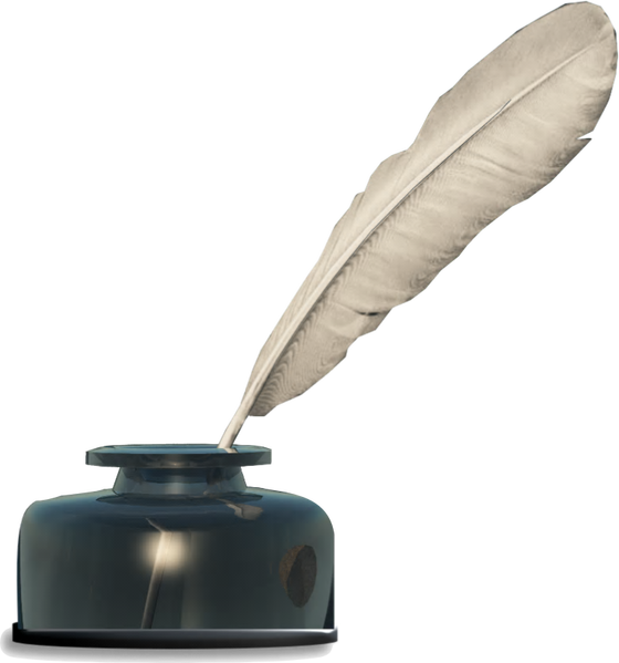 Tintero Sellos De Lacre, Secante, Pluma Y Tintero, - Pluma Tintero Png (560x599), Png Download