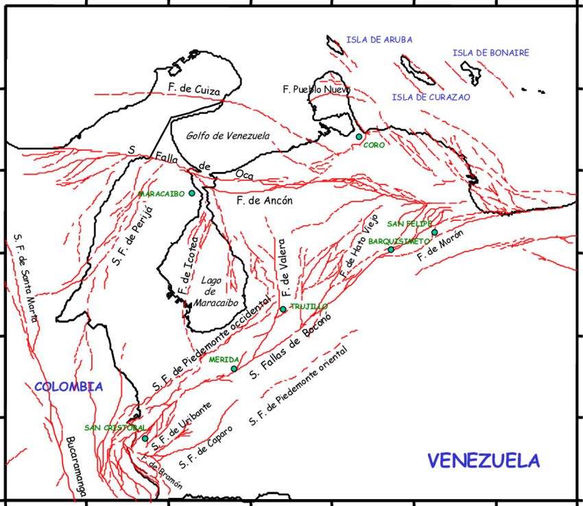 Mapa Neotectónico Del Occidente Venezolano Con Las - Fallas Tectonicas De Venezuela (850x738), Png Download