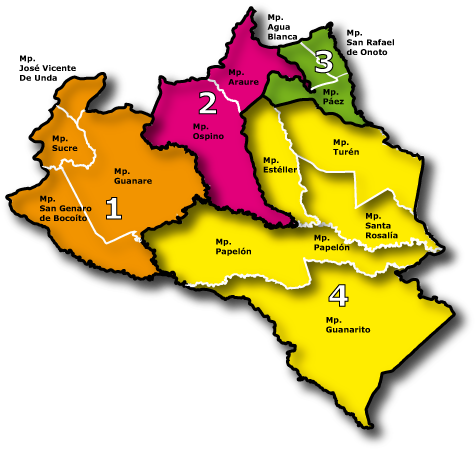 Portuguesa - Mapa De Portuguesa Con Sus Municipios (482x455), Png Download