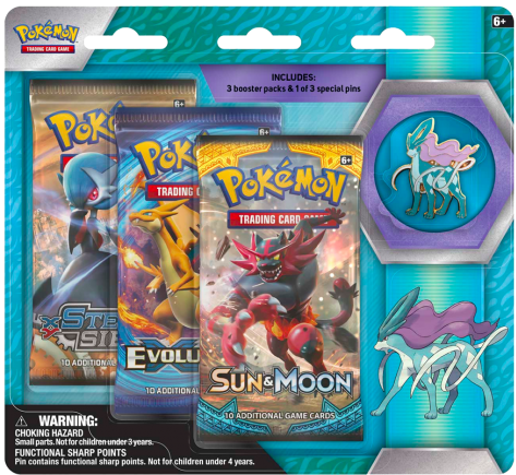 Sun & Moon - Pokémon Tcg Raikou Entei Or Suicune 3pk Pin Blister (541x541), Png Download