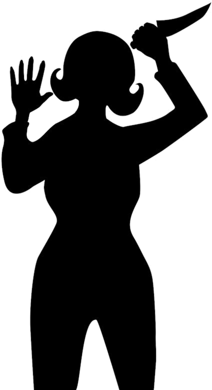 Woman With Knife Silhouette (500x793), Png Download