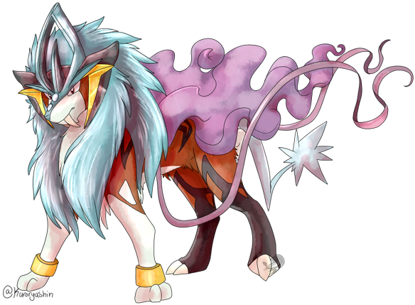 Kuro On Twitter - Suicune Entei Raikou Fusion (600x439), Png Download