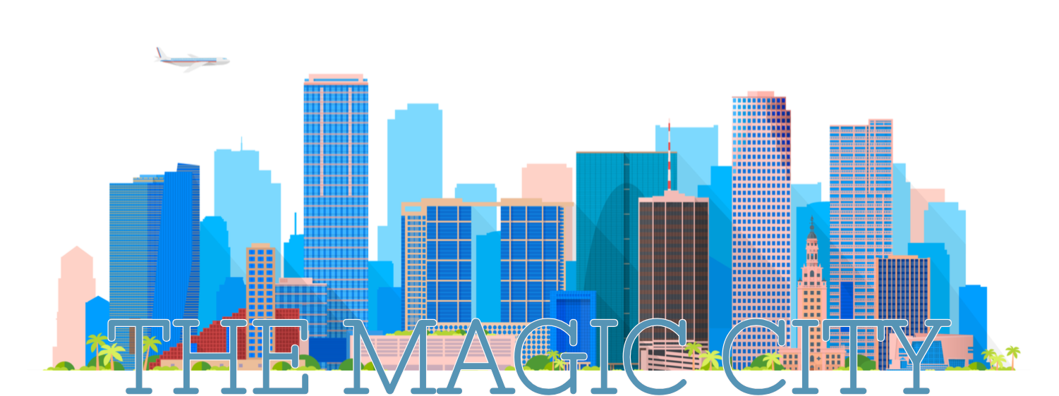City Of Miami Skyline Vector - Miami Skyline Cartoon (1566x712), Png Download