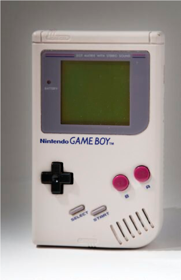 A White Retro-looking Handheld Games Console With Black - Game Boy (1600x900), Png Download