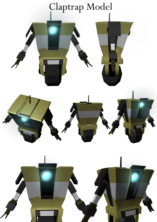 Quick Model Of Claptrap From Borderlands - Borderlands (500x707), Png Download