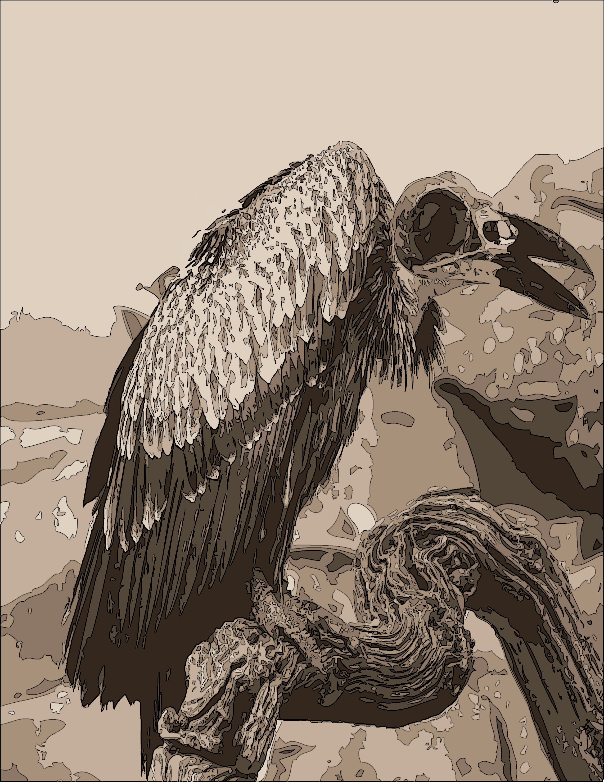 Vulture - Pelican (2849x3598), Png Download