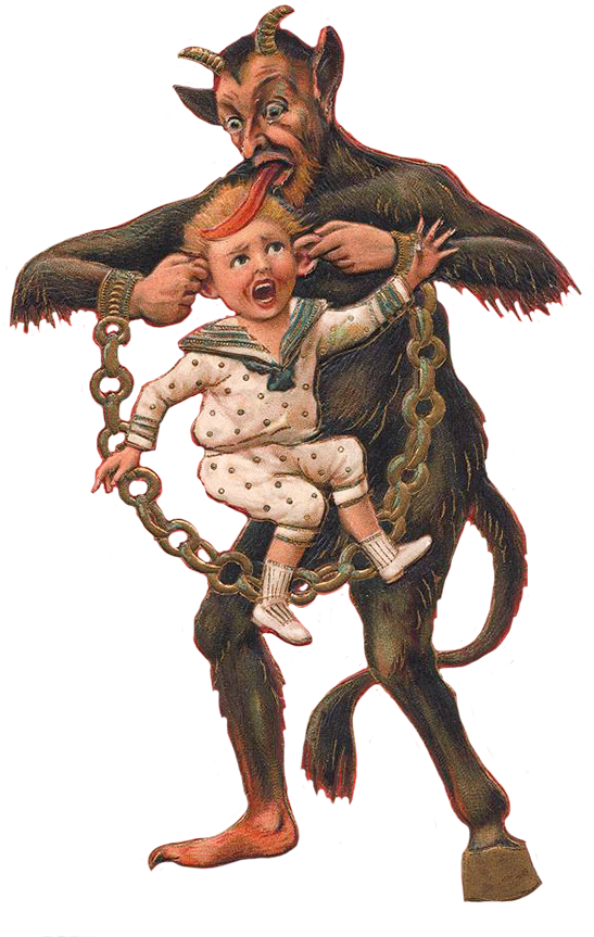 Old Strange Christmas Drawing For Bad Boys - Gruss Vom (greetings From) Krampus Note Cards (572x886), Png Download