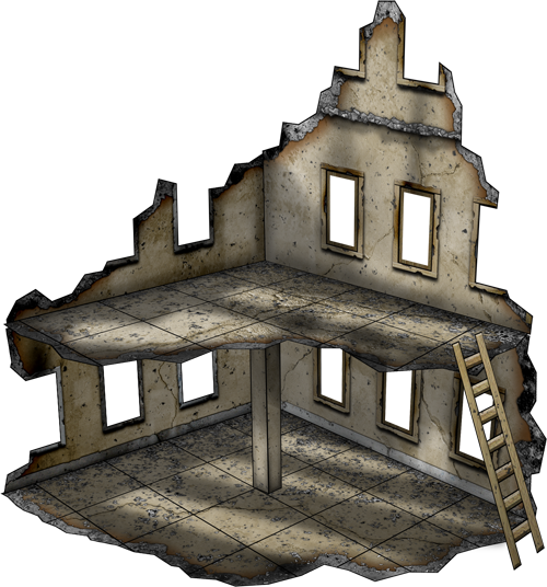 Flames Of War Terrain Ruins (500x536), Png Download