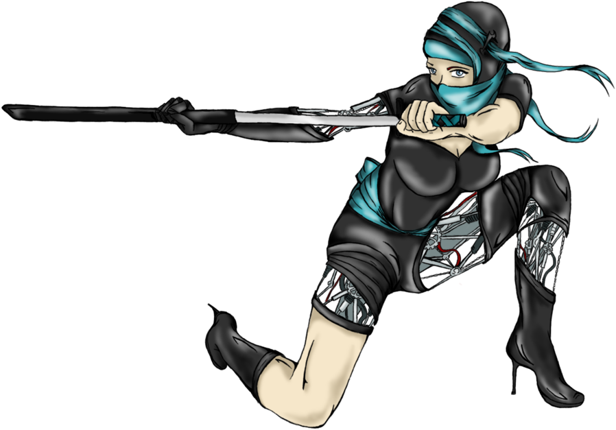 Gir Drawing Ninja - Ninja Girl Png (900x746), Png Download